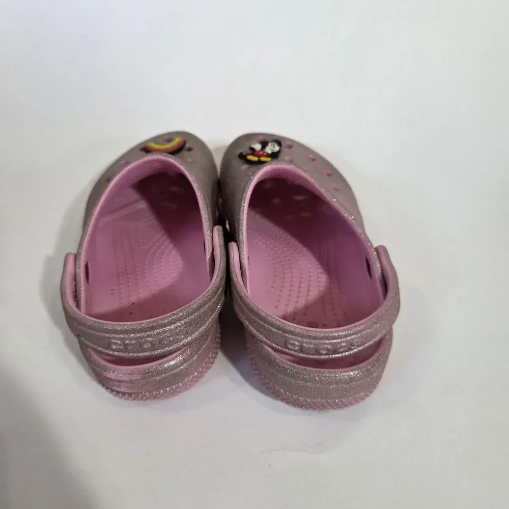 Crocs Pink Girls Clogs Sandals Glitter  Sz C13
